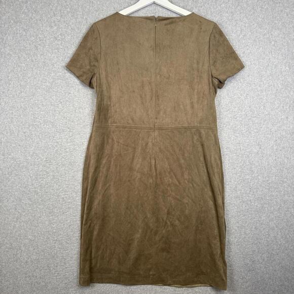 Brand New Chico's Women's Size 0 Taupe Brown Solid Faux Suede Short Mini Dress - Picture 8 of 9